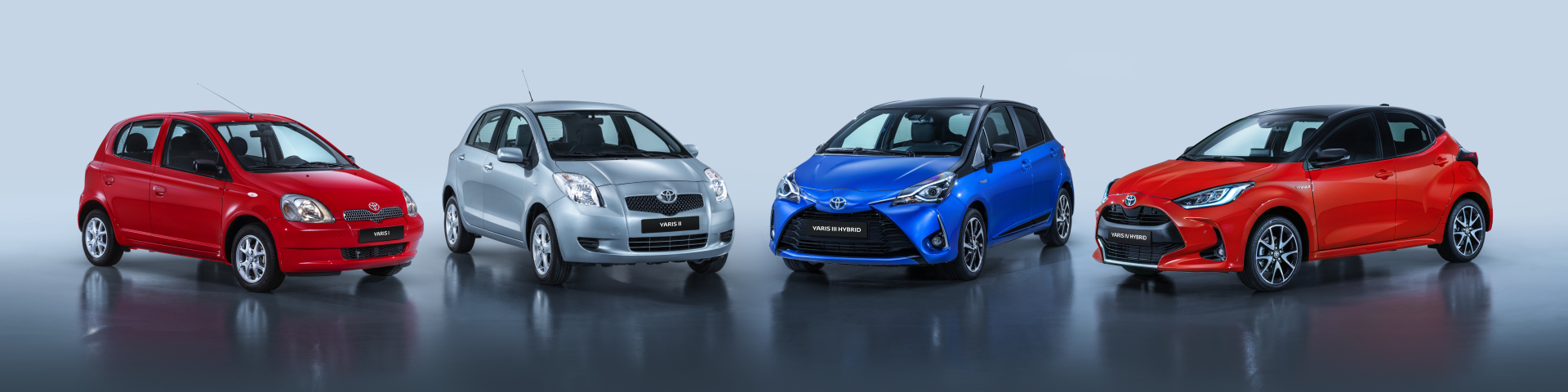 The four generations of Yaris produced in Hauts-de-France