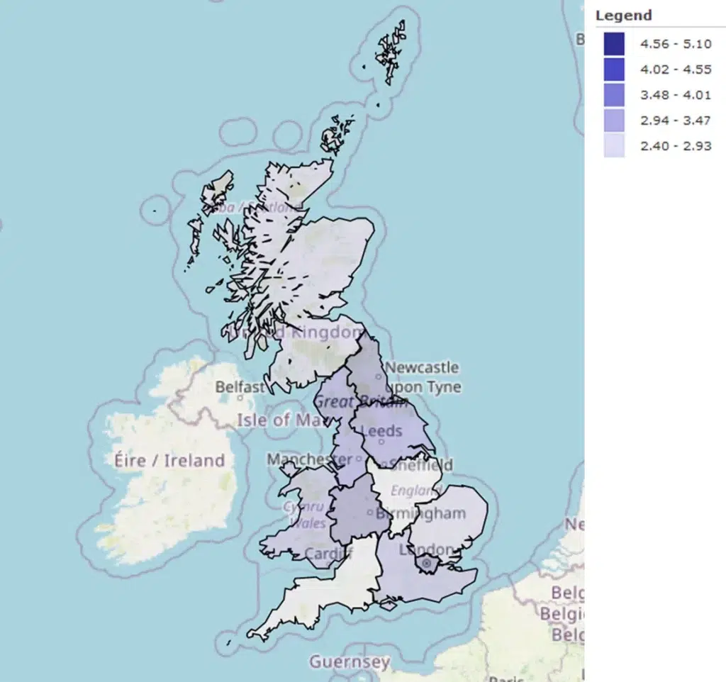 Unemployment rate in the United Kingdom mapping (June 2022). Source : DWP Alternative Claimant Count statistics and ONS Claimant Count population statistics